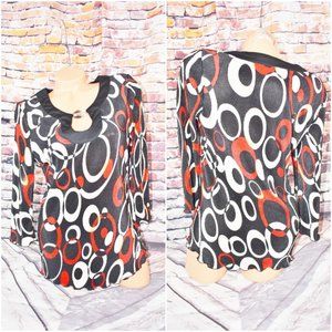 Zoey & Beth Size Large Crinkle Tunic Shirt Black